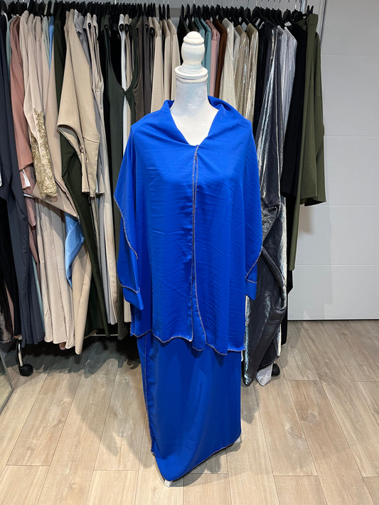 Abaya avec voile intégré bleu roi   | #3331