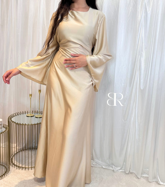 Robe satinée à lacet nude | #3116