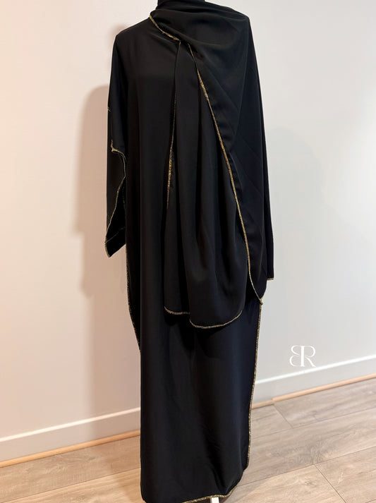 Abaya avec voile intégré noire | #3332