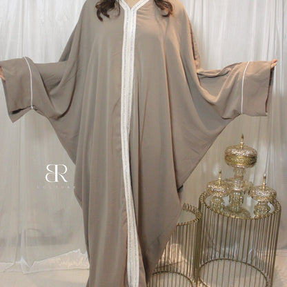 Abaya Aïd brodée taupe | #2373