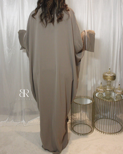 Abaya Aïd brodée taupe | #2373