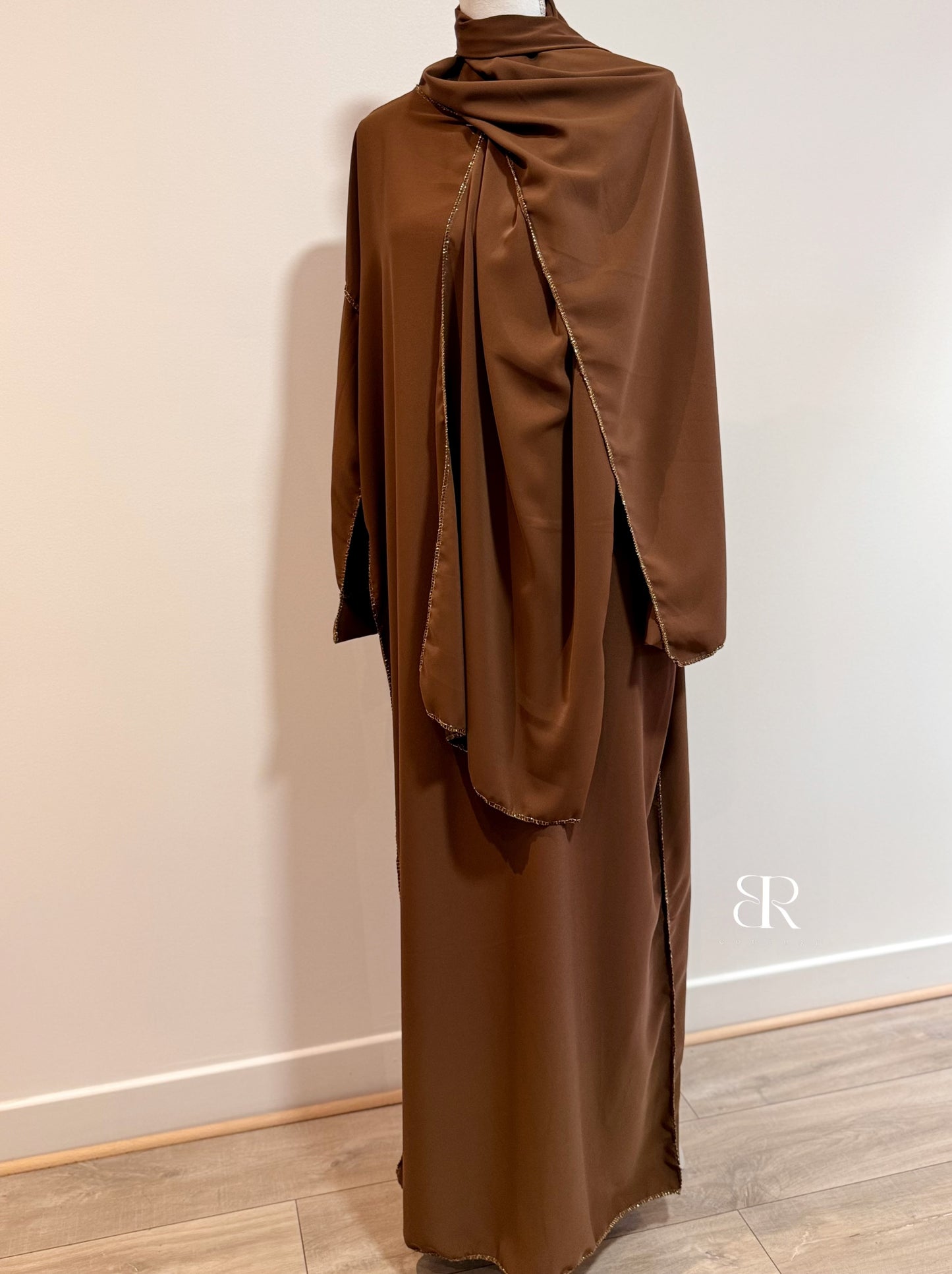 Abaya avec voile intégré brown | #3334