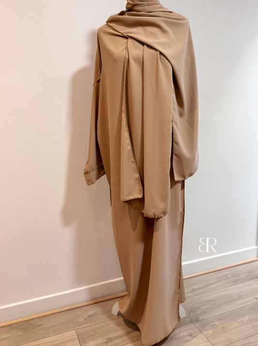 Abaya avec voile intégré nude | #3331